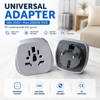 Adaptador Universal 16A 250V 3500W IP20 con Enchufe y Tomacorriente, Convertidor de Viaje Multi-Enchufe para Enchufe Schuko de la UE, para Interiores, Hogar y Oficina