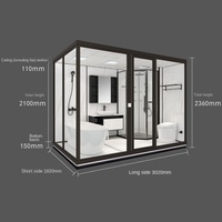 Module de salle de bain modulaire YEETE, système intégré toilettes et douche, unité préfabriquée, verre trempé 6 mm, SUS304 pour projets hôteliers et d'appartements