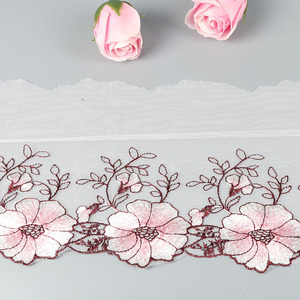 Nuevo encaje de flores rosas tela de red adornos de encaje bordados para ropa, accesorios de dobladillo de vestido de novia - Product Image 4