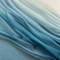 Tissu 100% Polyester Léger, Voile de Soie Chiffon Respirant, Imprimé Dégradé Long, pour Décoration de Mariage Hanfu, Crypté