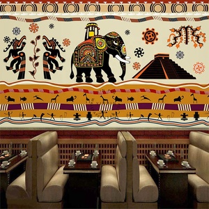 วอลเปเปอร์ลายภาพจิตรกรรมฝาผนังร้านอาหารสไตล์ไทยเอเชียตะวันออกเฉียงใต้ - Product Image 4