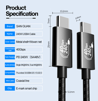 Cable USB-C de Carga Rápida PD240W 5A, Transferencia de Datos de 40Gbps, Construcción de Aluminio y Nailon, Conductor de Cobre Estañado para Teléfonos