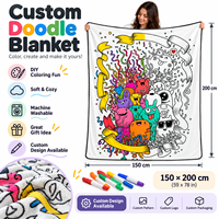 Couverture à colorier personnalisée pour enfants, réutilisable, lavable, couverture d'activités de dessin DIY pour enfants, motif de logo personnalisé, produit textile pour la maison