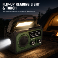 Radio météo d'urgence 16kMah NOAA/AM/FM, lanterne solaire de camping, manivelle rechargeable, batterie externe |   Alarme SOS Lampe torche 3 modes
