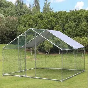 Walk In Chicken Run Roof Coop Cage For Poultry Dog Rabbit Hens + 3x8M Spare Cover