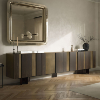 Console extensible de luxe italienne en bois, meuble de rangement moderne pour salle à manger, buffet d'entrée au design panneau pour salon et hôtel