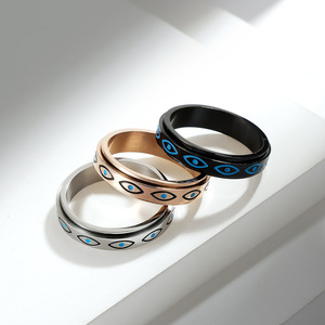 Horus Eye <b>Titanium</b> Steel Rotating <b>Ring</b> Rose Gold Unisex Jewelry Gift - Product Image 2