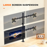 Khcoohoo Quad-Monitorhalterung Schwarz Stangenmontage Multifunktional 8kg Tragfähigkeit 13"-27" Bildschirmgröße 45° Neigung