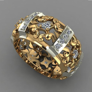 Anello con Design a Motivo Traforato Bicolore, Anello Classico da Donna - Product Image 2