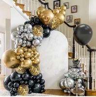 Kit d'arche de guirlande de ballons noir et or métallisé, décorations de fête du Nouvel An, fournitures pour mariage, baby shower, remises de diplômes