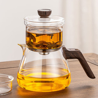 Bouilloire à thé en verre durable anti-brûlure avec poignée latérale, résistante aux hautes températures, en borosilicate, avec filtre en verre de précision