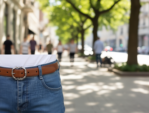 Cintura da Donna in Vera Pelle di Vacchetta 3,5cm x 110cm, Casual, con Fibbia a Perno, Design Rettangolare - Product Image 2