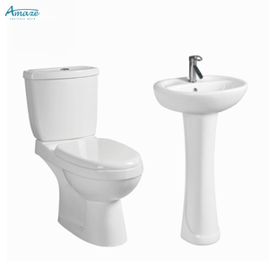 Oferta Especial: Lavabo Pedestal Blanco de Cerámica Fácil de Limpiar, Juego de Baño con Inodoro 8601 - Product Image 3