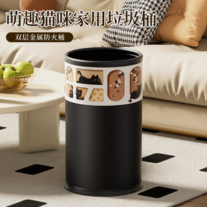 Cute Cat Themed Trash Can 13L 16L 20L Cylindrical Indoor Waste Bin For Living Room Kitchen Bathroom - Product Image 3