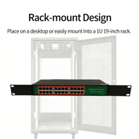 Conmutador Ethernet Full-Duplex de 24 Puertos 10/100Mbps ANPA AP-5024, Carcasa Metálica para Montaje en Rack, 12Gbps, Plug and Play, Apilable, QoS, 2 Años de Garantía