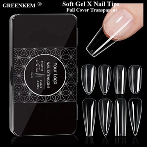 Puntas de <span class=keywords><strong>Uñas</strong></span> de Gel Suave Transparentes OEM de Cobertura Completa, Estilo Stiletto Largo y Corto, Tipo <span class=keywords><strong>Gelly</strong></span>, Talla XS, <span class=keywords><strong>Uñas</strong></span> Artificiales de Gel X - Product Image 1