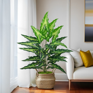 Planta Artificial Salyan Alocasia en Maceta, Árbol Artificial para Interiores, Decoración para Sala de Estar, Accesorios de Fotografía - Product Image 1