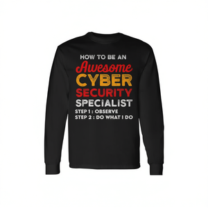 T-shirt à manches longues pour spécialiste en cybersécurité, col rond, unisexe, adulte, vêtements promotionnels, impression sérigraphique - Product Image 2