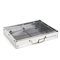 Barbecue au charbon de bois pliable en acier inoxydable 43x29x23cm, barbecue portable pliable pour le camping, les pique-niques et les barbecues en plein air