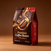 Sacs à café personnalisés en plastique Mylar et feuille d'aluminium, 250g, 500g, 1kg, avec fermeture à chaud, fermeture éclair, fond plat et valve