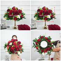 OEM/ODM – Centre de table de mariage fait main en fleurs artificielles de roses blanches en soie, verdure naturelle réaliste, toutes tailles