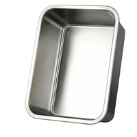 Plateau rectangulaire en acier inoxydable avec couvercle, plateau de service pour buffet, design épaissi et profond, plat pour restauration rapide avec couvercle
