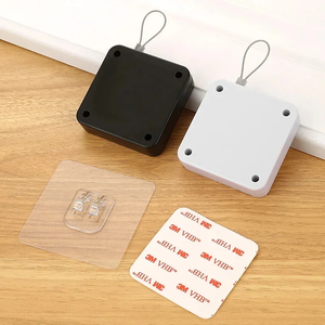Ferme-porte coulissant portable en plastique, sans perçage, avec corde de traction, auto-adhésif, design contemporain pour salon, automatique - Product Image 1