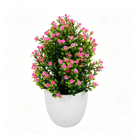 Siap Kirim Tanaman Gypsophila Mini Artifisial Realistis dalam Pot, Bonsai Hijau Kecil untuk Pengiriman Cepat Grosir Online