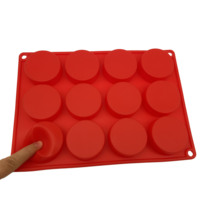 BHD NOUVEAU Moule à biscuits DIY sans BPA, pliable, facile à démouler, rond, 12 cavités, en silicone pour cupcakes