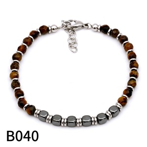 Gelang manik-manik batu akik pria, rantai tangan populer pinggiran silang mata harimau alami perhiasan modis berkualitas tinggi - Product Image 6