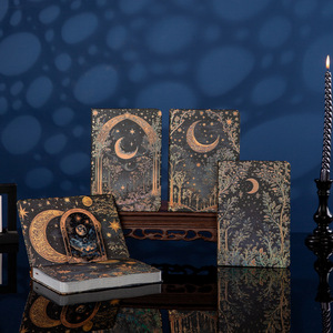 Diario con Copertina Rigida in Lamina d'Oro Luna, Pagine Interne a Colori 3D Pop-up, 256 Pagine, Fascia Decorativa, Quaderno Vintage con Motivo Forestale - Product Image 2