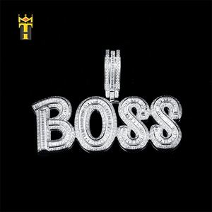 Hip Hop Populer Baguette Zircon Bos Besar Huruf Perak Huruf Liontin - Product Image 2