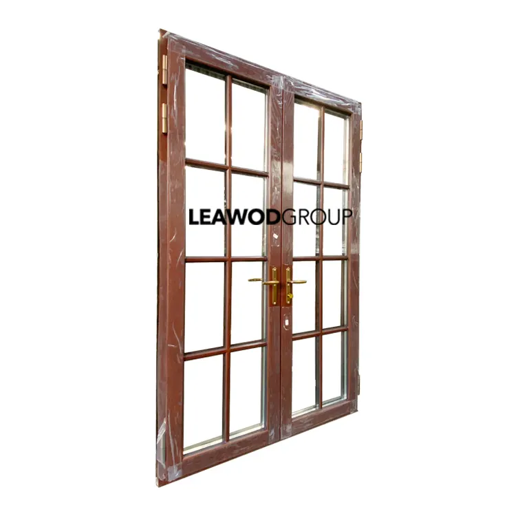 Casement Door Factory Direct Sale Most Beautiful Custom Etched Glass Windows Aluminum Clad Wood Door Aluminum