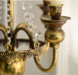 Candélabre vintage LANJO à 4 bras, centre de table, porte-bougie décoratif en cristal, support à bougies en métal, candélabre de mariage - Product Image 6