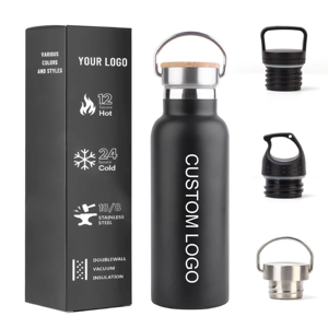 Bouteille d'eau thermique en acier inoxydable avec logo personnalisé, double paroi isolée, thermos avec design à large ouverture - Product Image 1