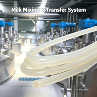 Tuyau flexible en silicone de qualité alimentaire pour la fabrication de fromage, transfert de lactosérum, tube en silicone à paroi intérieure lisse pour machine de remplissage laitier