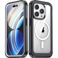Étui de téléphone magnétique sans fil en TPU transparent à double couche en acrylique pour iPhone 16 Pro Max 15 15Pro avec protection d'écran en verre robuste