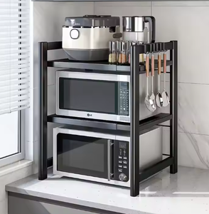 Étagère <span class=keywords><strong>de</strong></span> four à micro-ondes <span class=keywords><strong>extensible</strong></span> à vente chaude, étagère à grille-pain réglable, supports <span class=keywords><strong>de</strong></span> <span class=keywords><strong>rangement</strong></span> à 3 niveaux, conception non pliable pour le salon - Product Image 6