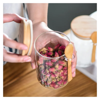 Récipient en verre avec couvercle et cuillère, pour stockage de biogaz, conteneurs alimentaires biodégradables, accessoires de cuisine, récipient alimentaire en borosilicate