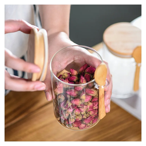 Récipient en verre avec couvercle et cuillère, pour stockage de biogaz, conteneurs alimentaires biodégradables, accessoires de cuisine, récipient alimentaire en borosilicate - Product Image 5