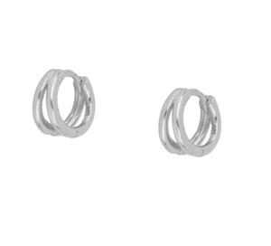 Gioielli minimalisti in argento Sterling 925 placcato oro 18 carati moderni piccoli doppi cerchi doppi orecchini a cerchio Duo per le donne - Product Image 2