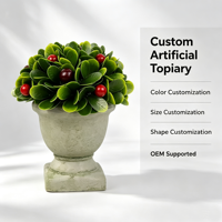Plante artificielle en pot de 6 pouces, type topiaire en forme de dôme, en buis avec baies, pour urne ou pot de fleurs, en matériau PE écologique, pour extérieur, maison, bureau, table