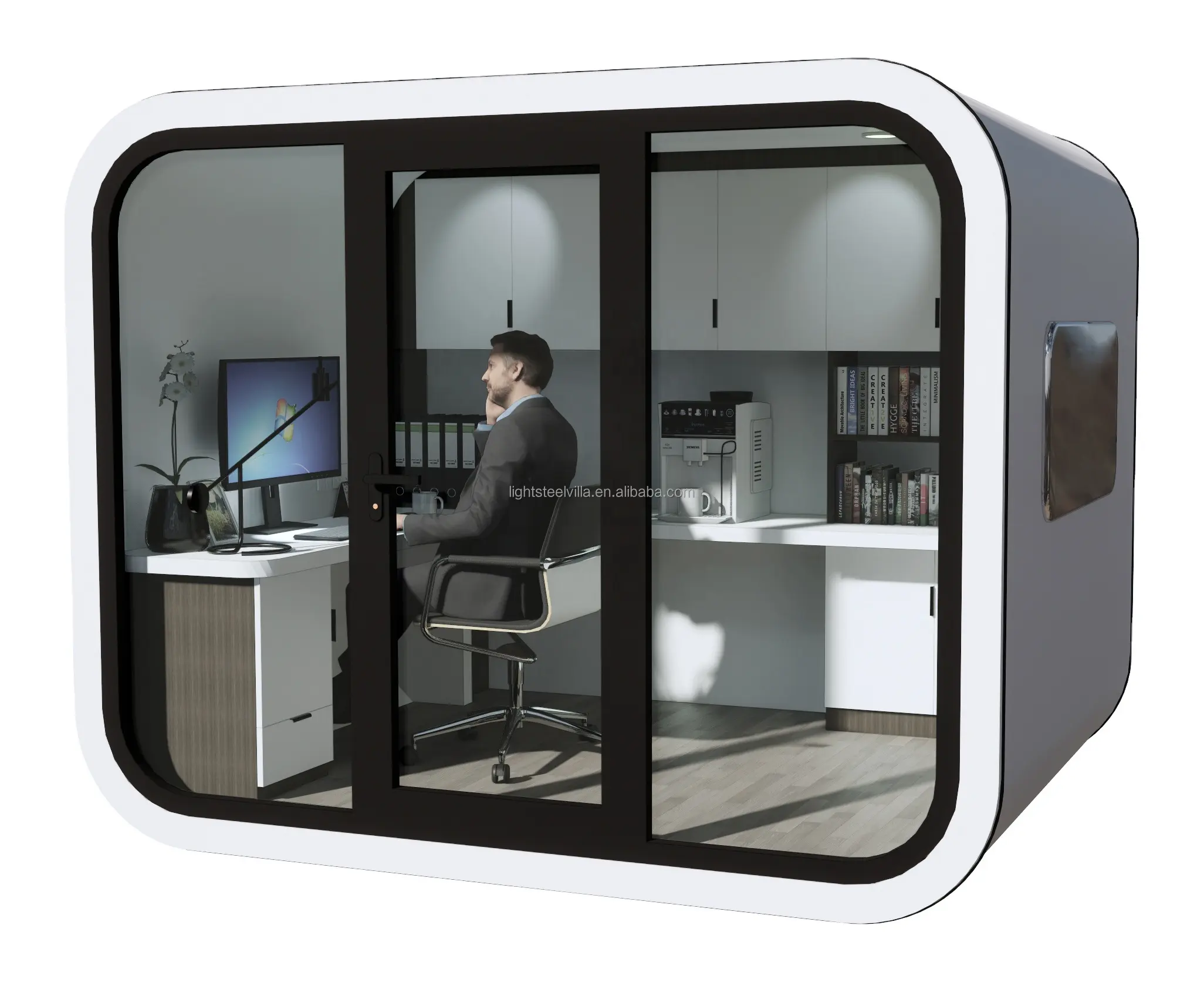 Mini soundproof meeting pod prefab office pods portable tiny outdoor pod for home office and new startup business
