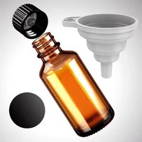Vente en gros de 15ml 30ml 60ml 120ml 250ml 500ml 1000ml Bouteilles rondes en verre Boston brun ambré clair avec bouchon en plastique noir