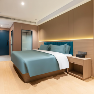 Juego de Muebles de Madera de Diseño Moderno para Dormitorio de <span class=keywords><strong>Hotel</strong></span>, Cama Matrimonial y Mesita de Noche, Muebles Personalizados para Habitaciones de <span class=keywords><strong>Hotel</strong></span>, <span class=keywords><strong>Comercio</strong></span> General - Product Image 1