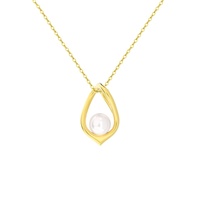 GPN40 Bijoux fins Plaqué or 14 carats Collier pendentif perle en forme de lingot irrégulier de style classique