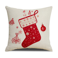 Housse de coussin de Noël YINUAN, motif sapin rouge pailleté et renne, housse de coussin décorative pour canapé