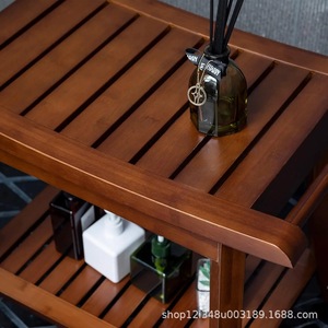 Bamboo Bathroom Stool With <b>Storage</b> Shelf Shower <b>Bench</b> Multi Functional Spa Chair Wooden Shower <b>Seat</b> For Bathroom - Product Image 5