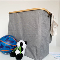 Panier à linge pliable en bambou à double niveau en polyester Oxford avec compartiments pour literie et sac, organisation multifonctionnelle pour la maison