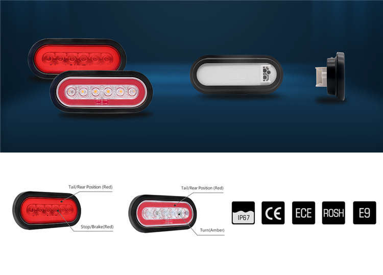 7,3 дюймовый светодиодный задний комбинированный задний фонарь, Овальный комплект, комплект для автомобиля, грузовика, поворотные стоп-сигналы для RV, грузовика, прицепа, лодки